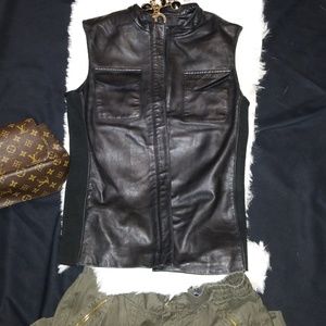 MODA leather & knit vest/waistcoat
